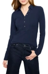 Nic + Zoe Nic+zoe Perfect Knit Rib Long Sleeve Polo In Blue