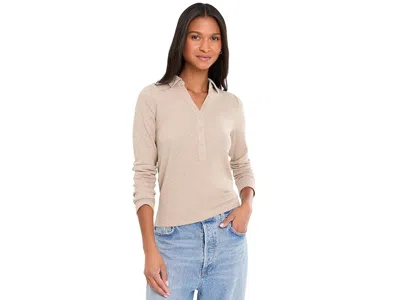 Nic + Zoe Perfect Knit Rib Polo Women's Clothing Malt: Xl, Cotton/modal/spandex In Brown