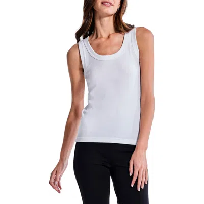 Nic + Zoe Perfect Knit Rib Scoop Neck Tank In Paper White