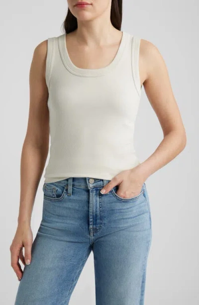 Nic + Zoe Perfect Knit Rib Scoop Tank Top In Coconut In White