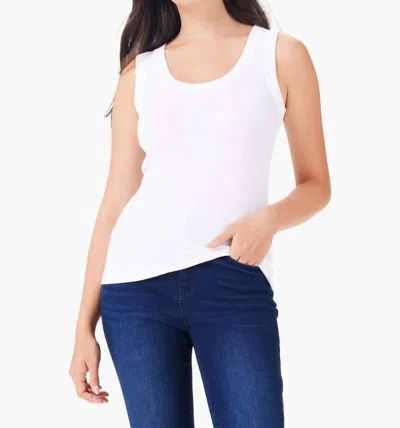 Nic + Zoe Perfect Knit Rib Scoop Tank In Paper White
