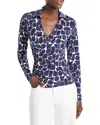 Nic + Zoe Geo Pebble Wrap Top In Indigo Multi
