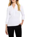 Nic + Zoe Nic+zoe Perfect Knit Rib Long Sleeve Polo In White