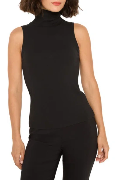 Nic + Zoe Nic+zoe Perfect Knit Sleeveless Rib Turtleneck Top In Black