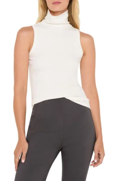 Nic + Zoe Nic+zoe Perfect Knit Sleeveless Rib Turtleneck Top In White
