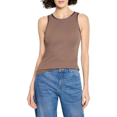 Nic + Zoe Nic+zoe Perfect Knit Trimmed Tank In Brown