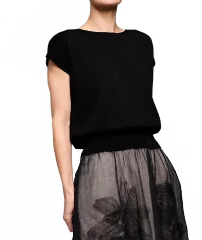 Nic + Zoe Perfect Pairing Short Sleeve Sweater In Black Onyx