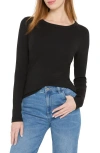 Nic + Zoe Nic+zoe Perfect Rib Cotton Blend Long Sleeve Top In Black