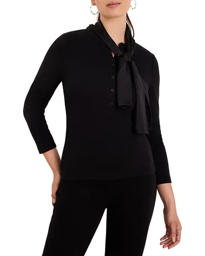 Nic + Zoe Nic+zoe Perfect Rib Dandy Tie Top In Black