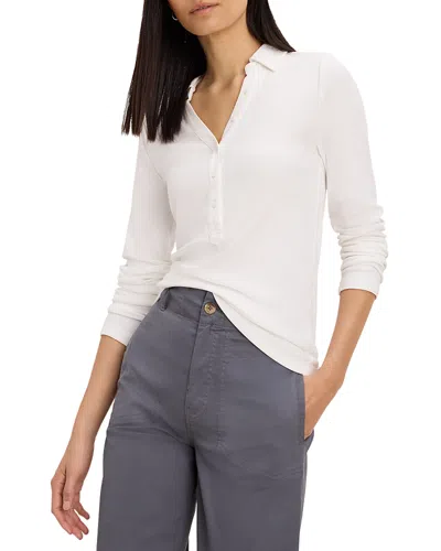 Nic + Zoe Nic+zoe Perfect Rib Knit Long Sleeve Polo In White