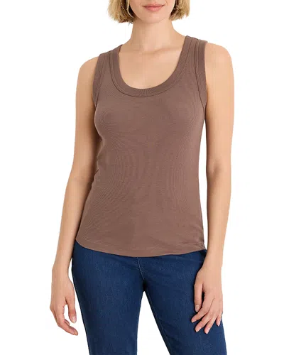 Nic + Zoe Nic+zoe Perfect Knit Rib Scoop Neck Tank In Brown
