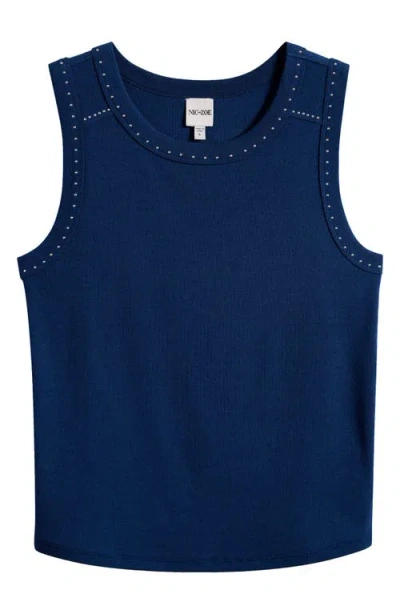 Nic + Zoe Nic+zoe Perfect Studded Cotton Blend Rib Tank In Brown