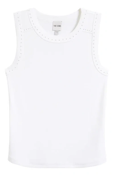 Nic + Zoe Nic+zoe Perfect Studded Cotton Blend Rib Tank In White
