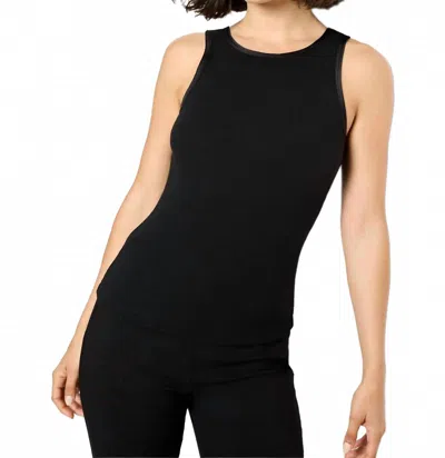 Nic + Zoe Perfect Trimmed Knit Ribbed Tank Top In Black Onyx