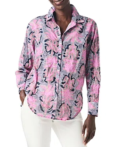 Nic + Zoe Nic+zoe Petal Patch Relaxed Cotton Button-up Shirt In Pink Multi