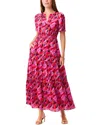 Nic + Zoe Petal Splash Short Sleeve Tiered Maxi Dress In Pink