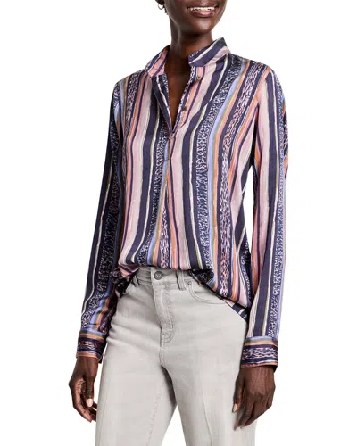 Nic + Zoe Nic+zoe Petite Animal Stripe Shirt In Multi