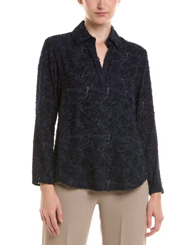 Nic + Zoe Nic+zoe Petite Any Occasion Clipped Jacquard Top In Blue