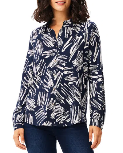 Nic + Zoe Sweet Strokes Snap Front Shirt In Indigo Multi