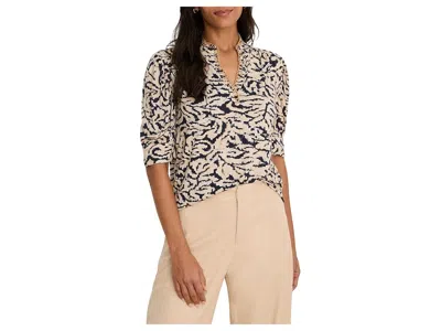 Nic + Zoe Petite Contrast Swirl Top Women's Clothing Neutral: Pl, Cotton/spandex