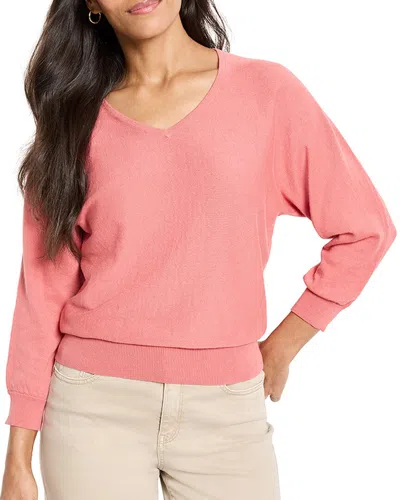 Nic + Zoe Nic+zoe Petite Easy V-neck Sweater In Pink