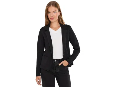 Nic + Zoe Petite Elegant Knit Tailored Blazer Women's Jacket Black Onyx: Ps, Cotton/polyester/viscose In Animal Print