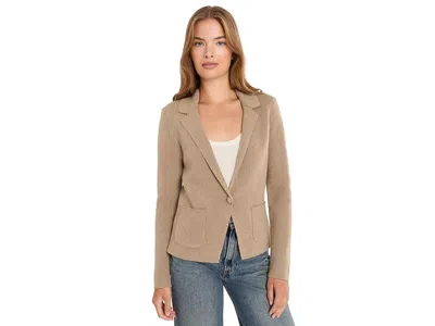 Nic + Zoe Petite Elegant Knit Tailored Blazer Women's Jacket Oak: Pm, Cotton/polyester/viscose In Neutral