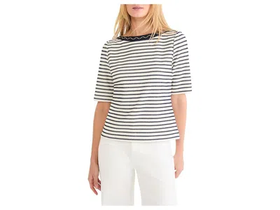 Nic + Zoe Petite Embroidered Boatneck Top Women's Clothing Indigo Multi: Pm