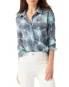 Nic + Zoe Nic+zoe Ethereal Seas Crinkle Cotton Button-up Shirt