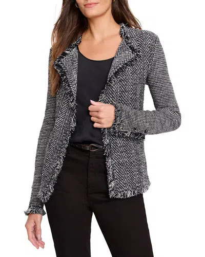 Nic + Zoe Nic+zoe Petite Fringe Mix Knit Jacket In Black Multi