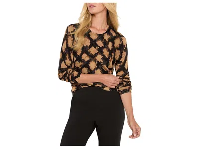 Nic + Zoe Petite Glowy Check Sweater In Brown