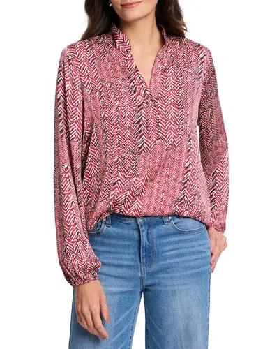 Nic + Zoe Nic+zoe Petite Herringbone Stamp Top In Red