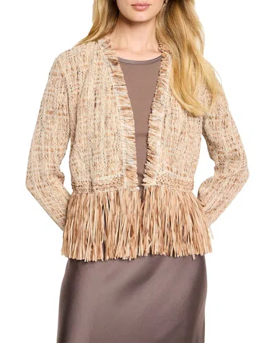 Nic + Zoe Nic+zoe Petite Iconic Cork Fringe Knit Jacket In Brown