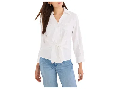 Nic + Zoe Petite Iconic Tie Front Shirt In Multi