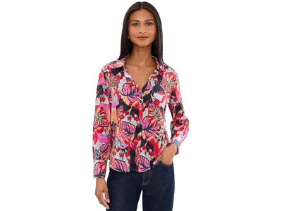 Nic + Zoe Petite Kauai Garden Cotton Crinkle Shirt In Pink