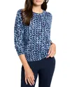 Nic + Zoe Nic+zoe Petite Knit Stitch Sweater In Blue