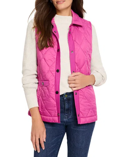 Nic + Zoe Nic+zoe Petite Knit Trim Puffer Vest In Pink