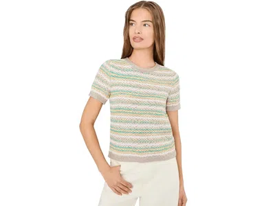 Nic + Zoe Petite Layered Knit Sweater Tee Women's Clothing Aqua Multi: Pp In Blue
