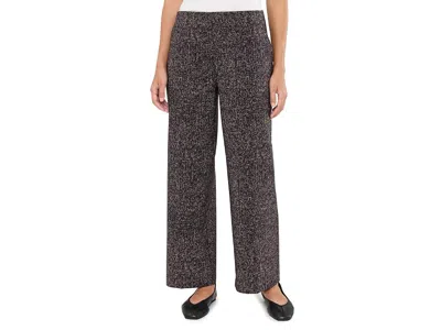 Nic + Zoe Petite Lenox Wide Leg Printed Sleek Stretch Pants Women's Clothing Black: Pl 28, Polyester/spandex In Gray