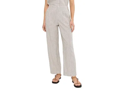 Nic + Zoe Petite Lenox Wide Leg Striped Linen Pants Women's Clothing Neutral Multi: 4p 28
