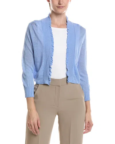 Nic + Zoe Nic+zoe Petite Linen-blend Featherknit Cardigan In Blue