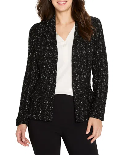 Nic + Zoe Nic+zoe Petite Metallic Grid Knit Jacket In Black