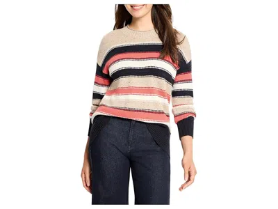 Nic + Zoe Petite Nep Knit Striped Sweater Women's Clothing Red Multi: Pl