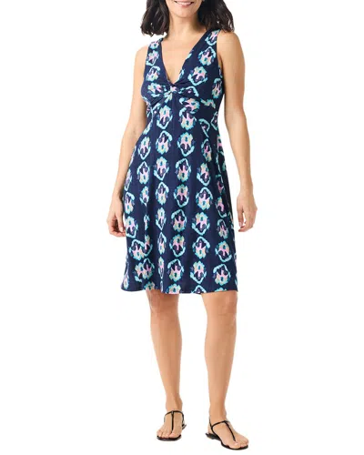 Nic + Zoe Ocean Batik Twist Front Jersey Dress In Indigo Multi