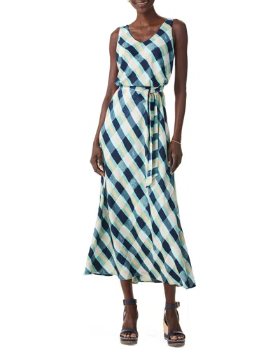 Nic + Zoe Nic+zoe Bianca Plaid Tie Waist Sleeveless Dress In Blue