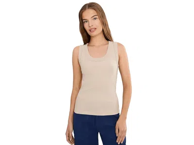 Nic + Zoe Petite Perfect Knit Rib Scoop Tank Women's Clothing Macadamia: Ps In Nude