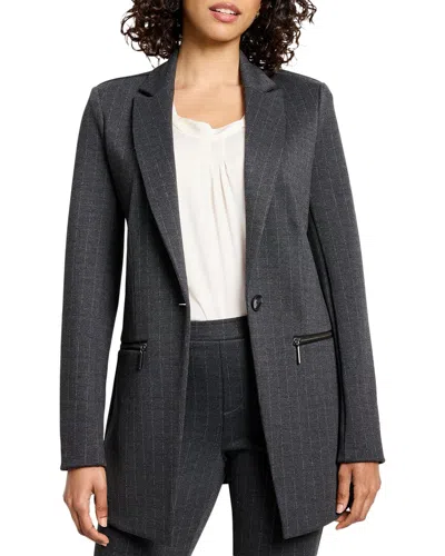 Nic + Zoe Nic+zoe Petite Pinstripe Ponte Zip Jacket In Gray