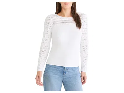 Nic + Zoe Petite Placed Pointelle Sweater In White