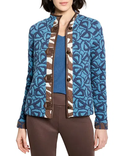 Nic + Zoe Nic+zoe Petite Quilted Faux Leather Trim Jacket In Blue