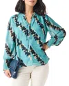 Nic + Zoe Rolling Reef Print Tie Neck Top